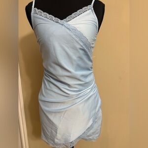 Urban Outfitters Pale Blue Lace-Trim Slip Dress
